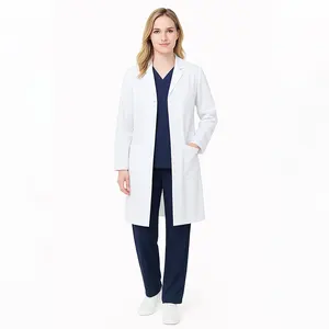 Wholesale Long Sleeve Lab Coat Hospital Medical Uniform Doctor White Coat for Men and Women