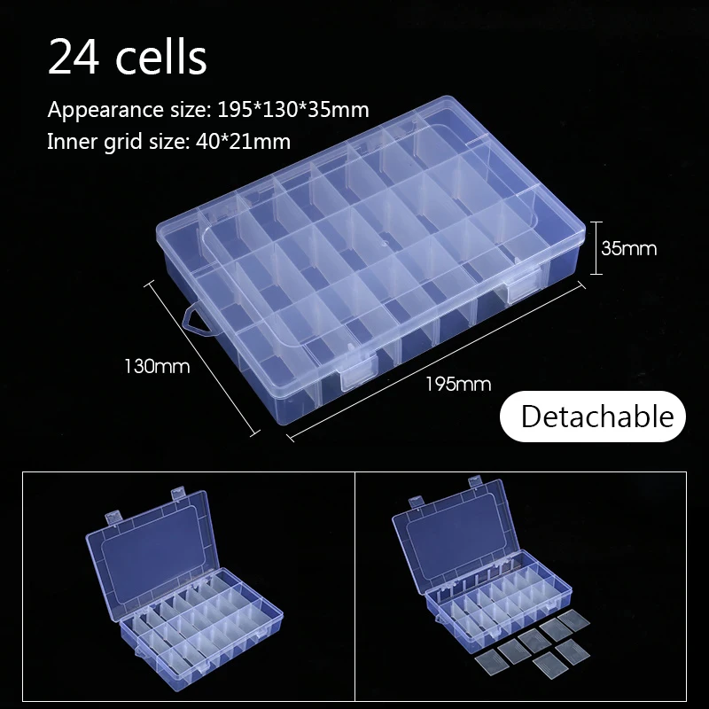 Machinehome 24 Grids Transparent Storage Box Tools Empty Case PP Plastic  Jewelry Container Part Organizer 