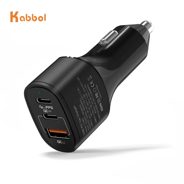 Автомобильное зарядное устройство PD с 3 портами, 60 Вт, два порта PD 30 Вт и адаптер QC 3,0 18 Вт, быстрая зарядка для ноутбука/телефона 11 Pro Max/XS