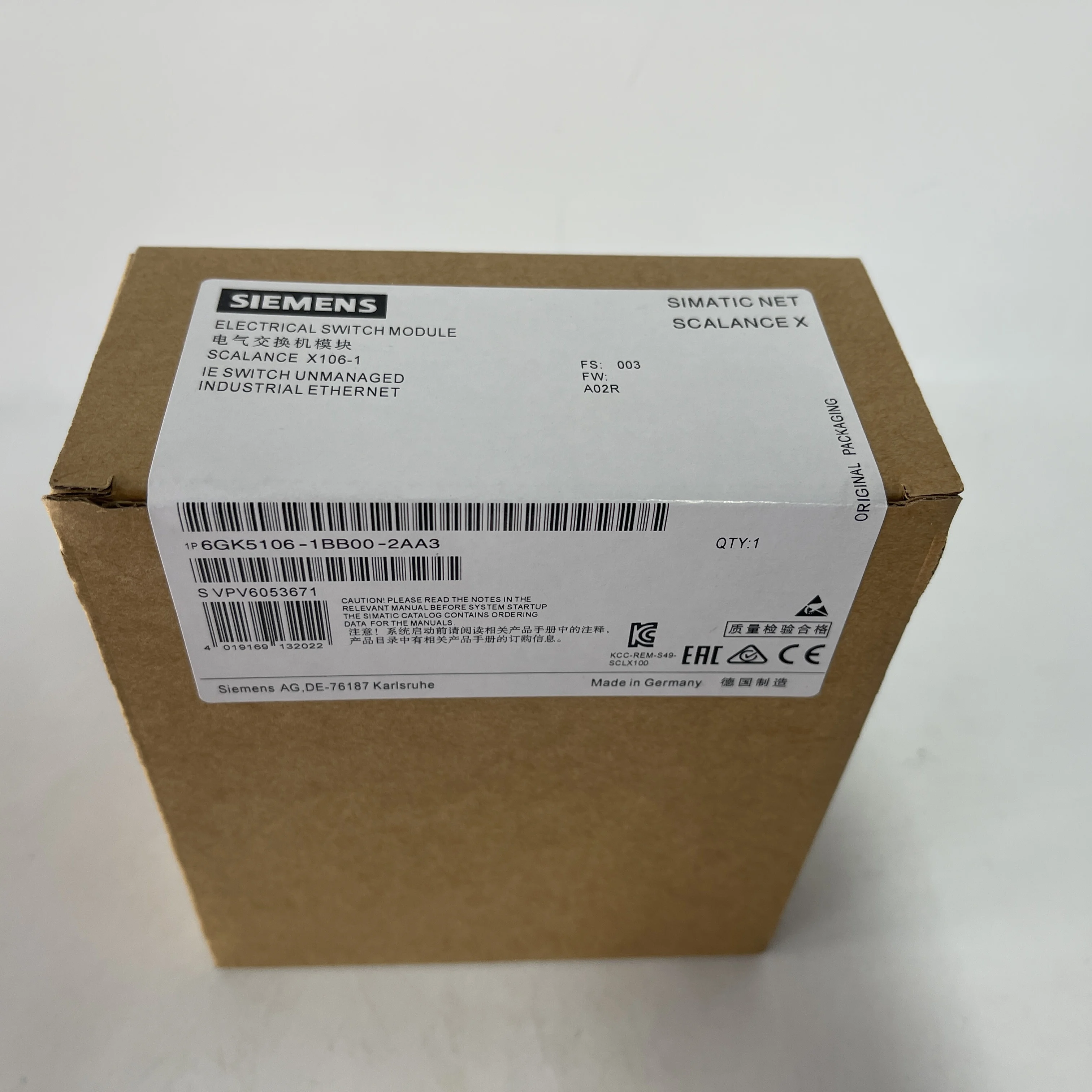 Siemens Unmanaged Industrial Ethernet Switch 6GK5106-1BB00-2AA3 Siemens Unmanaged Industrial Ethernet Switch 6GK5106-1BB00-2AA3