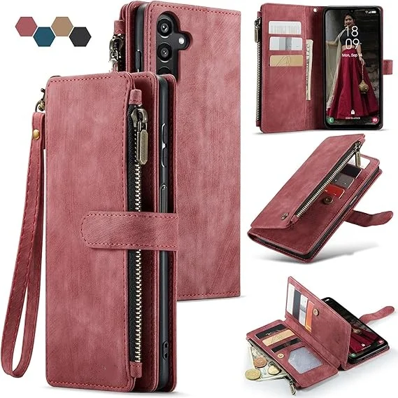 Laudtec Leather Business Wallet Case with Card Holder Kickstand Magnetic Lanyard Strap Case for Samsung Galaxy S24 Ultra