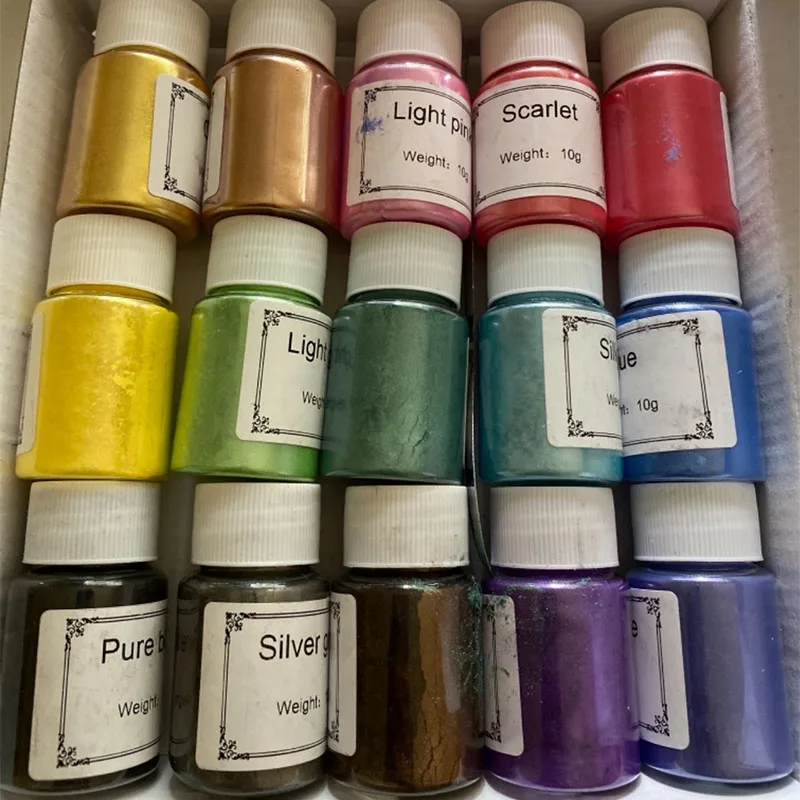 Mica Powder Epoxy Resin Dye 15 Color Powder Pigments For Resin Jewelry ...