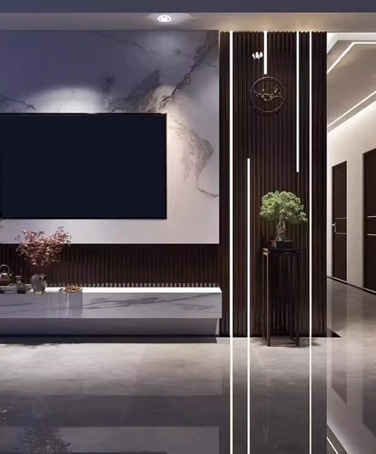 Customized WPC Fluted Wall Panel with LED Light & Remote Control ...