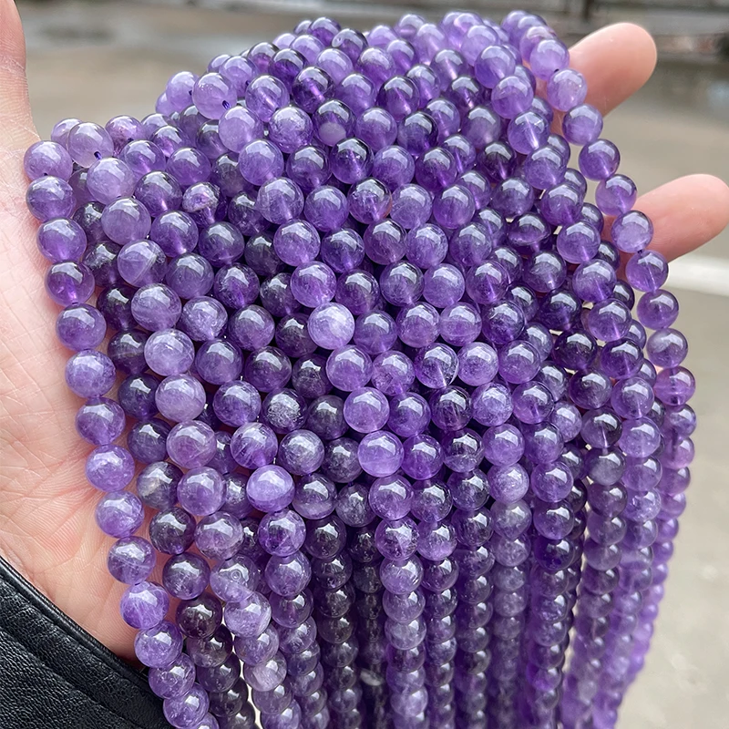 Jd Wholesale 4a Quality Natural Round Loose Beads 8mm Amethysts Stone