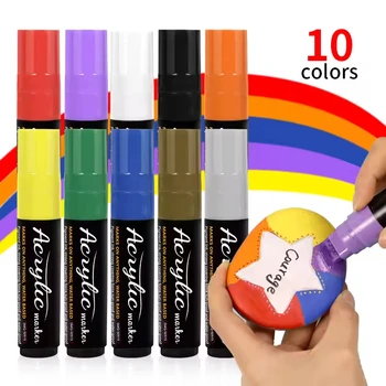 Marqueurs Acryliques Jumbo 15 Mm - Lot De 4 Couleurs (noir, Blanc, Or, Argent) - Permanent, Pour Bois, Verre, Métal, Tissu