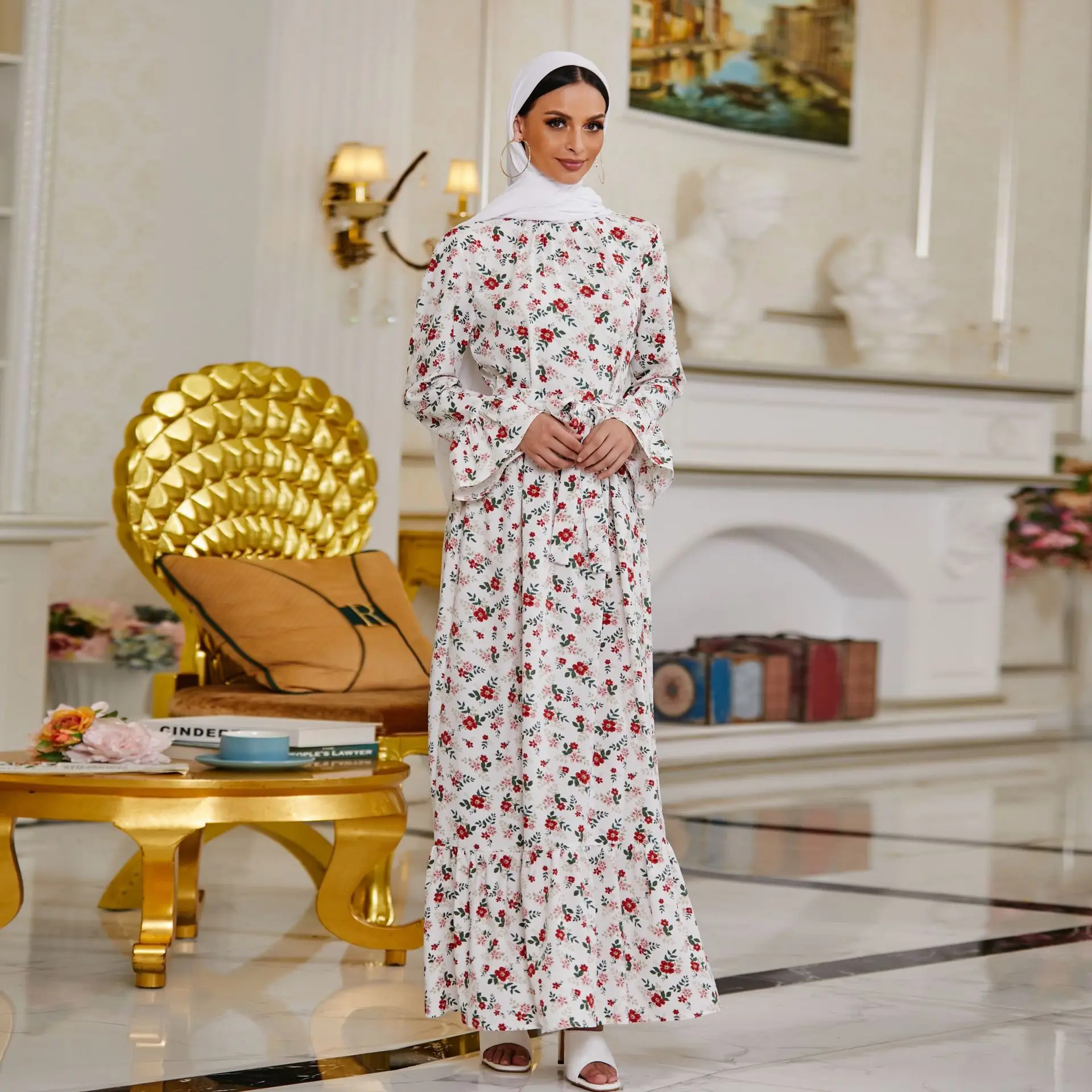 Wholesale Muslim Abaya Women Floral Printed Long Dress Islamic Clothing In  Dubai - Buy Muslim Dress Abaya Islamic Long Sleeve Floral Casual Fashion  Summer Dresses,High Quality Muslim Flora Maxi Dress For Lady,Printed