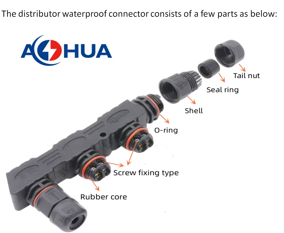 Aohua Distributor Series M15 M16 M19 M20 F Type Splitter 1in 23456 Out Waterproof Connector 0454