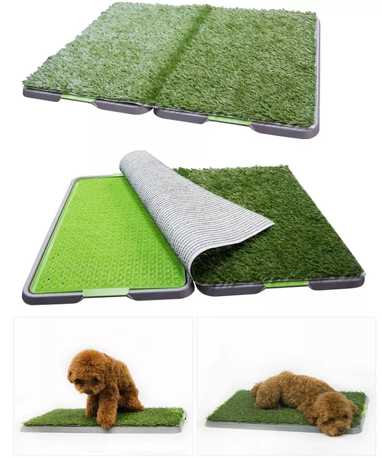 Artificial Grass Patch Bathroom Mat Training Puppy Potty Pad Tray Pet