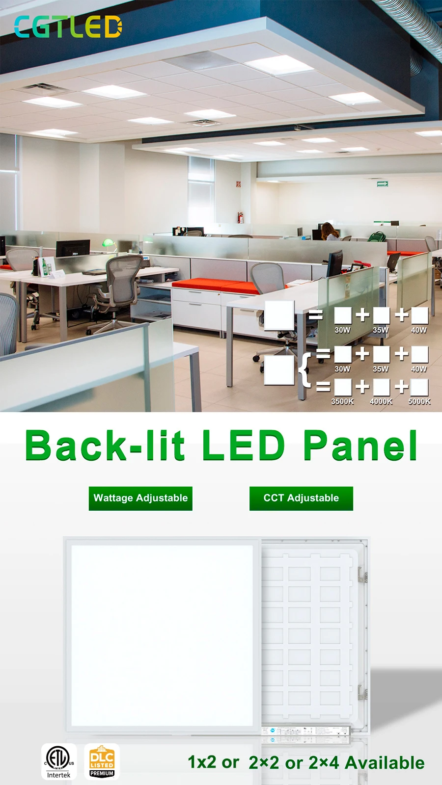 Etl Dlc 5.1 Premium Led Panel Light 2x2' 2x4' Surface Mounted Square ...