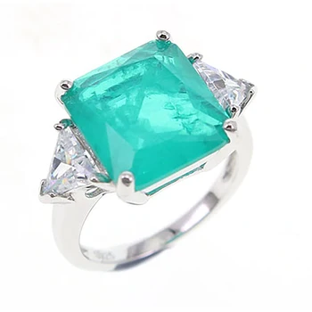 Factory price classic woman silver jewelry S925 sterling silver blue paraiba stone ring