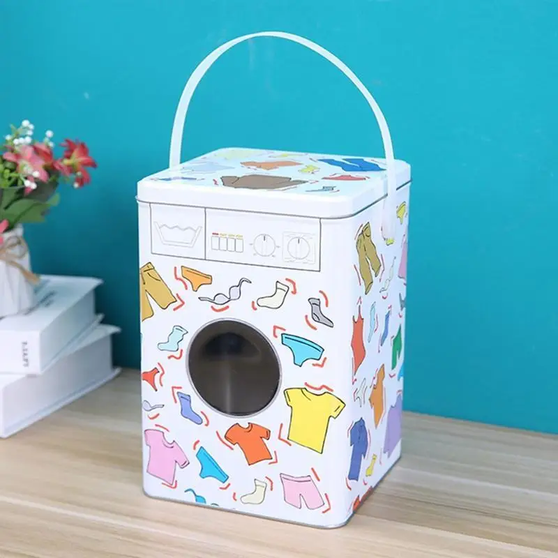 Metal Laundry Powder Tin Washing Machine Shape Storage Box Metal