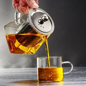 Shatter Proof Glass Pitcher clear Glass Teapot  Borosilicate Tea Pot Transparent High Diamond Glass Pitcher
