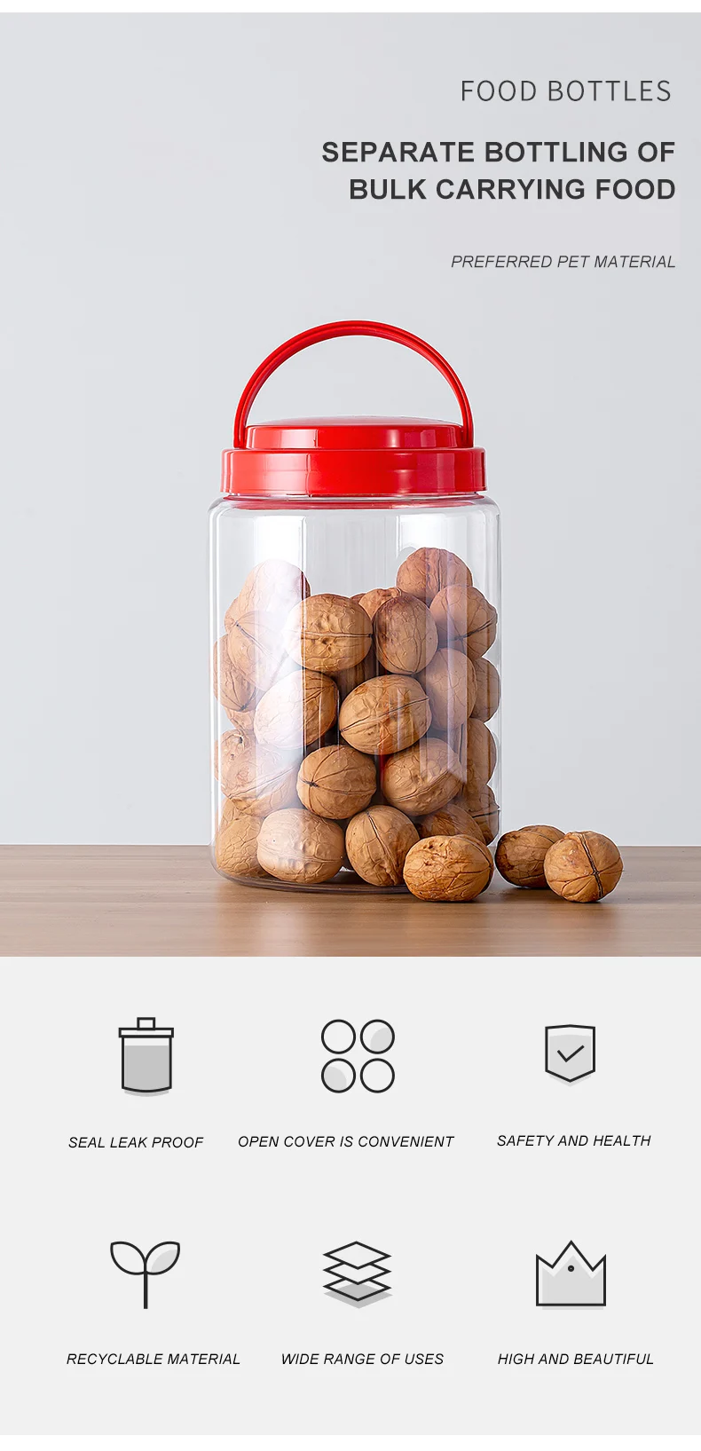 Food Grade Clear Transparent Plastic Candy And Cookie Jar Nuts