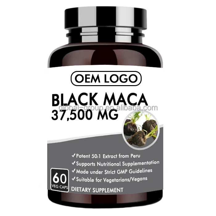 OEM Organic Maca Extract Capsules Herbal Dietary Supplement Black Maca Root Powder Capsules