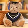 Orso medico in abito da dottore marrone scuro e blu