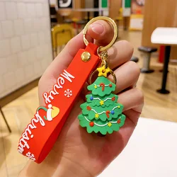 Cartoon PVC Keychain 3D Santa Claus Snowman Reindeer Christmas Tree Key Tag  Car Key Backpack Hanging Accessories Wholesale Gifts