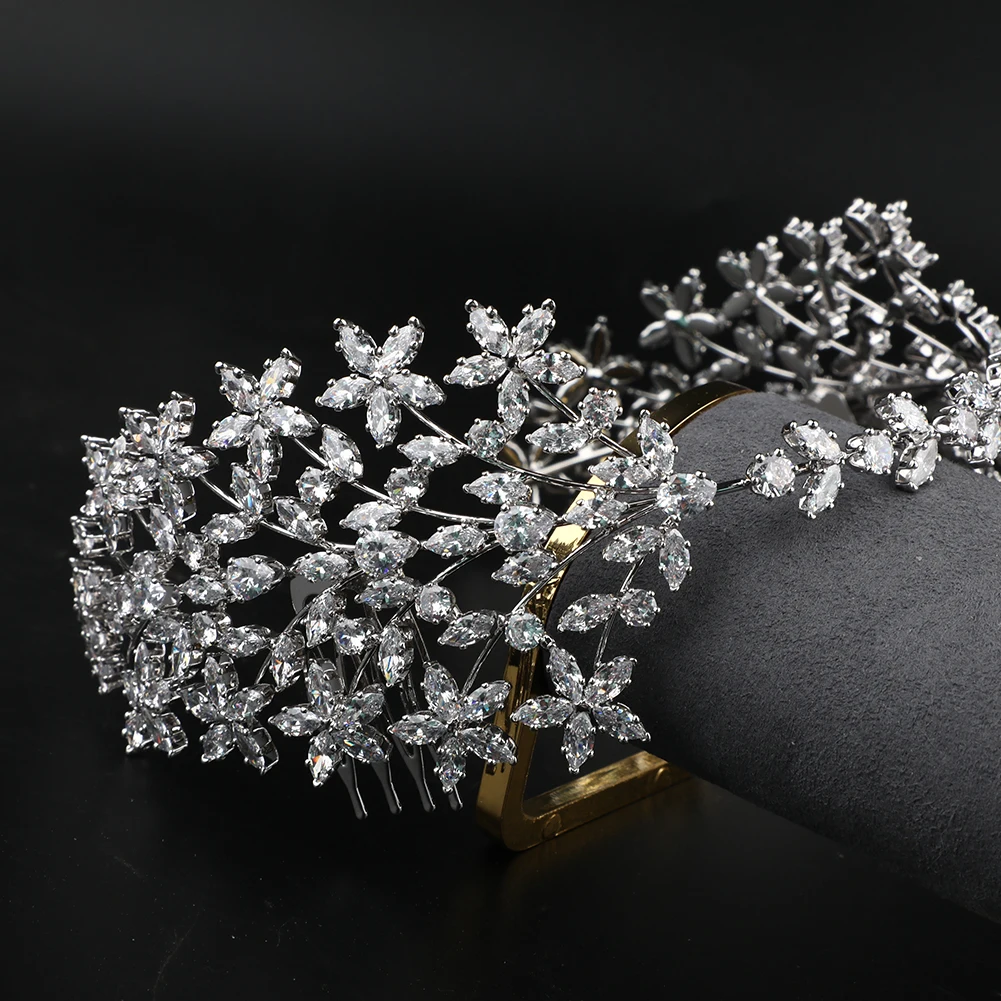 Platinum Plated Zircon Tiaras for Women - Wedding Headpieces display picture 1