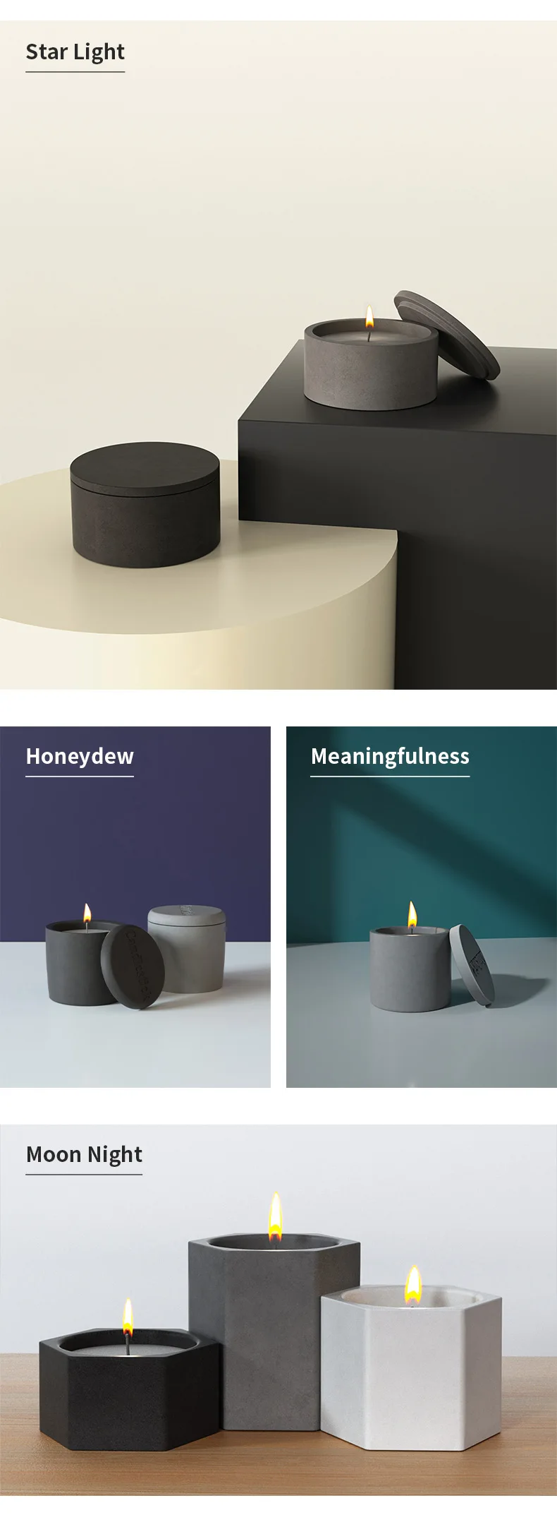 Factory Direct Sales Custom Logo Modern 8oz Cement Concrete Candle Jar