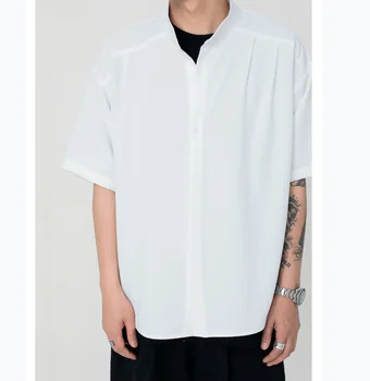 Summer New Men s Short Sleeved Shirt in Solid Pure Color Fashionable Men's Wear for Casual