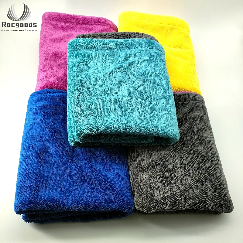 Оптовая продажа, впитывающее серое полотенце из микрофибры без ворса с перекручивающейся петлей, 50*80 см, 1200 г/м2, салфетка для чистки автомобиля, полотенца