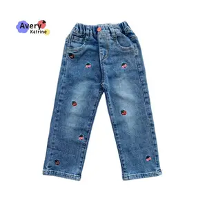 Sweet Tassel Flare Long Pants for Girls 3-13Years Casual Jeans with Denim Ruffle Boot Cut Trousers for Toddler Kids