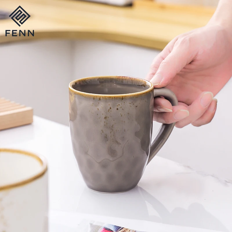 FENN Wholesale Spray Brown Color Spot Porcelain Mugs Supplier Mug Gift  Porcelain Mugs for Restaurant