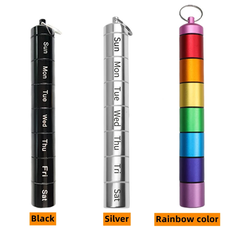 Новый водонепроницаемый брелок держатель таблетки медицина Чехол 7 дней металлические таблетницы Органайзер