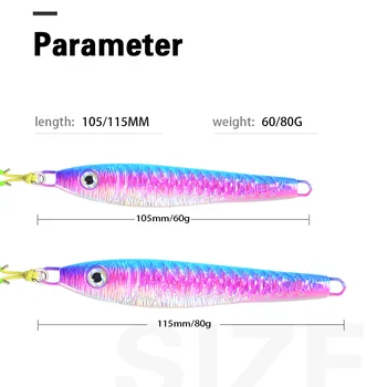 Lure Jig Overturned Hook Long-Cast Freshwater Saltwater Fishing Lure 60g 80g Lead Fish Jig for Bass Model JIG-003-005 – Metal Jig – view 4
