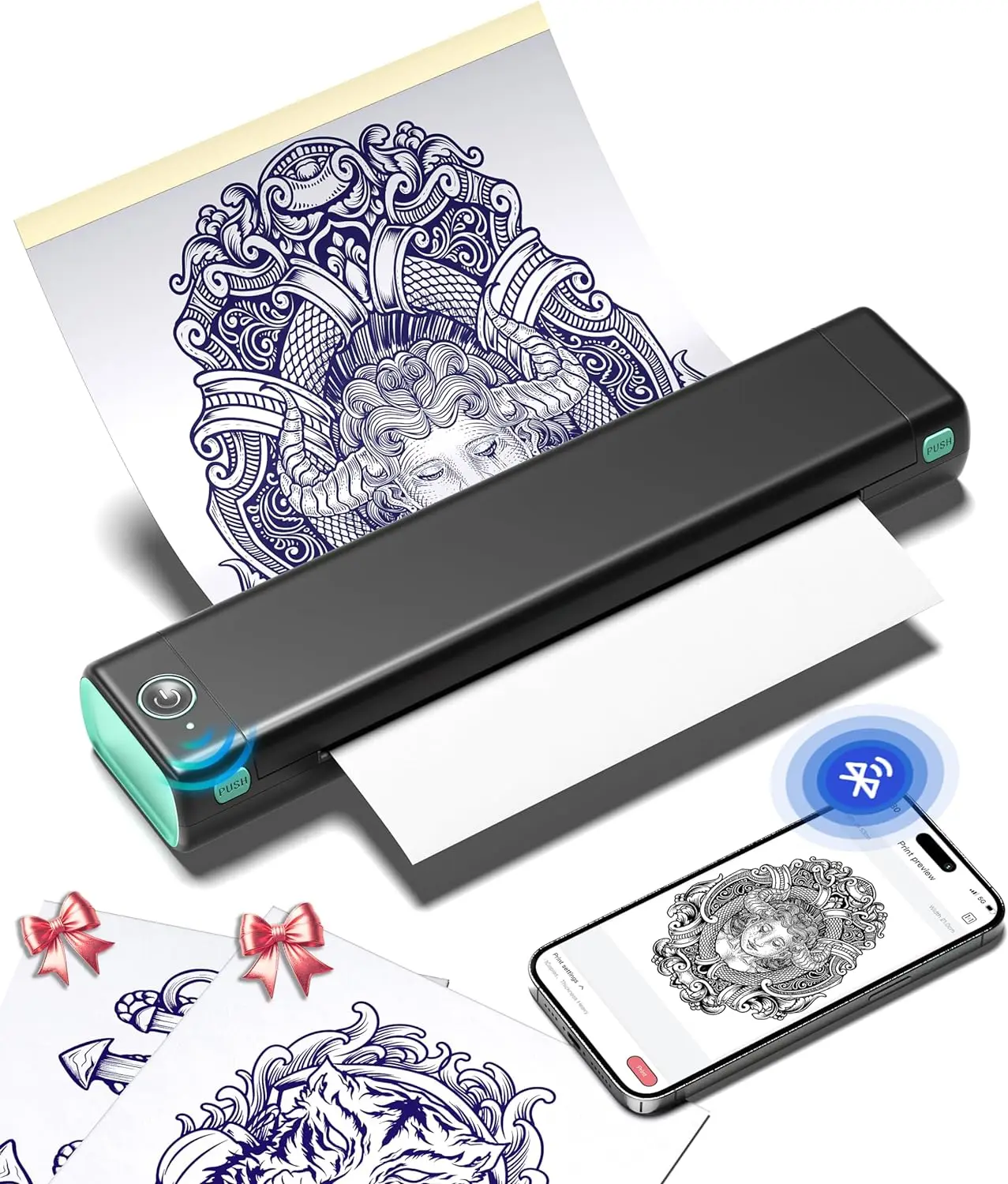 Phomemo M08F A4 タトゥープリンター - サーマル転写機、1年保証付き