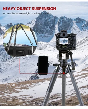 DMIDITIR DM324C Professional Flexible Carbon Fiber Camera Tripod Four-section Hunting Tripod Carbon Fiber Stand detail image