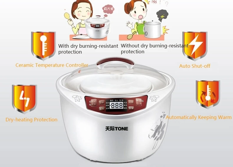 Smart 4 Ceramic Pot Electric Stew Pot Slow Cooker Soup Maker 3.2L