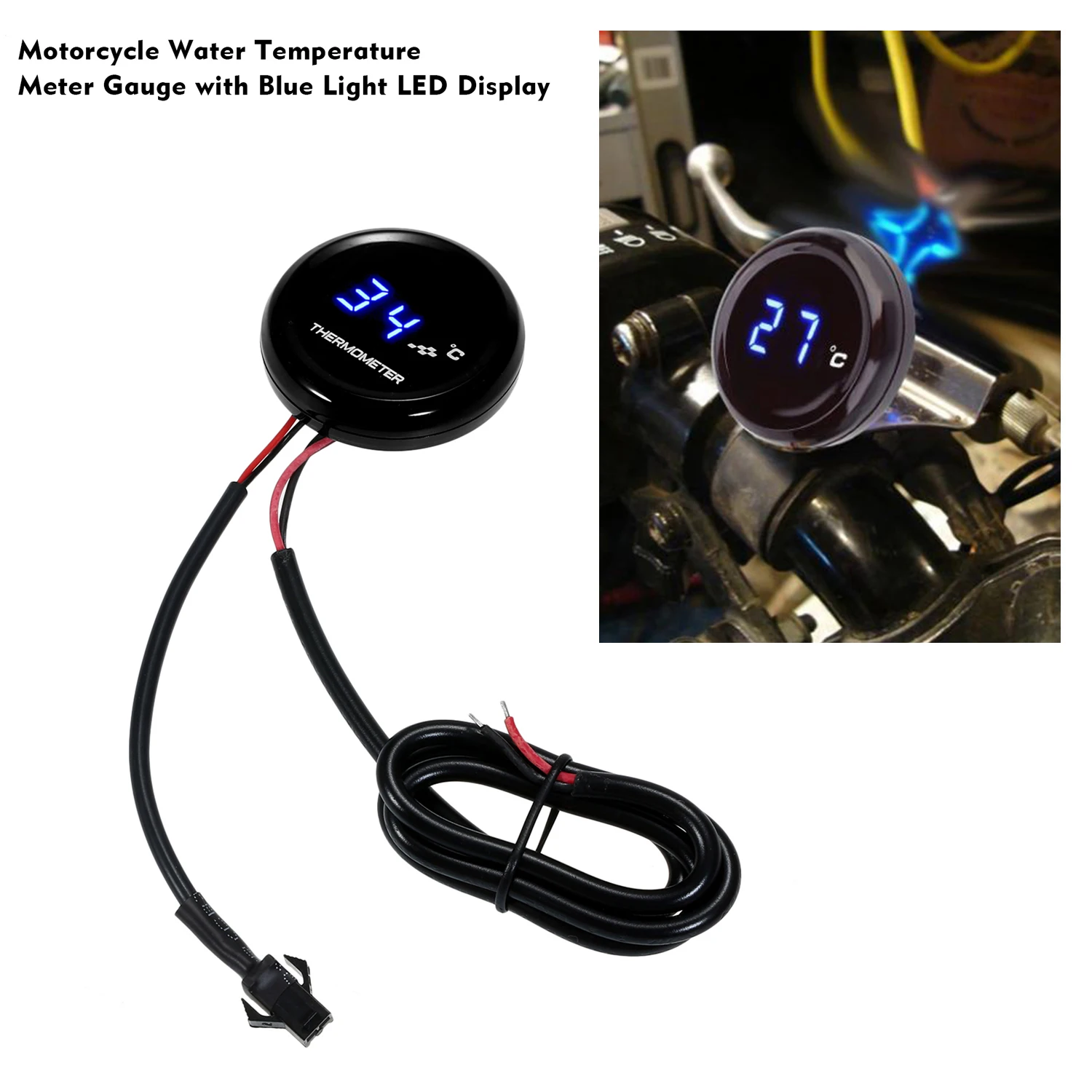 12v motorcycle digital thermometer ultra-thin round