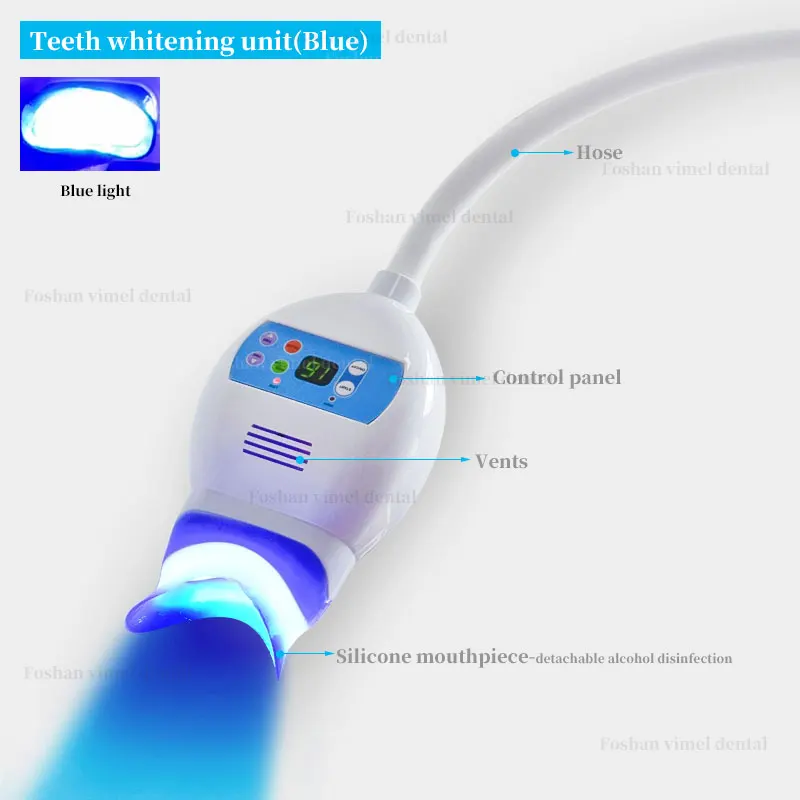 Dental Chair Unit with 8pc Blue LED Light 20-Minute Teeth Whitening Accelerator Tooth Bleaching Machine Cleaning Filling Teeth