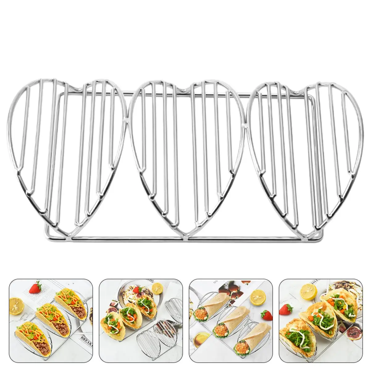 Stainless Steel Taco Holders 2-Pack, Holds 4 Tacos
