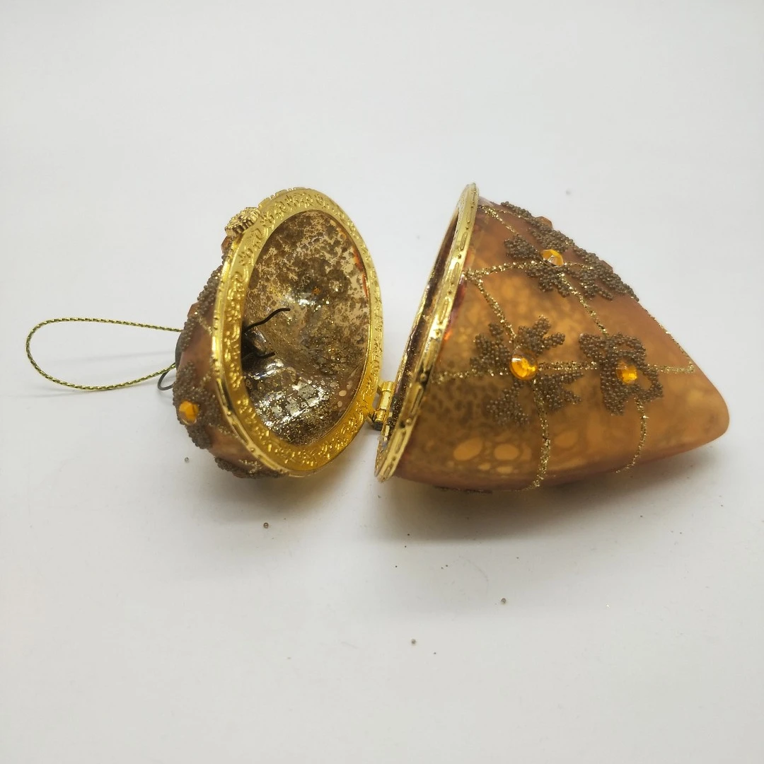 2022 New Arrival Blown Openable Filling Christmas Tree Glass Love Heart Shaped Ornaments Ball Gold Bauble for Xmas Hanging Decor