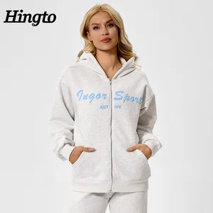 Wholesale Letter Printed Zipper Hoodie High Quality Plus Size Sweatshirts Custom OEM Sports Casual Loose Hoodies for Women