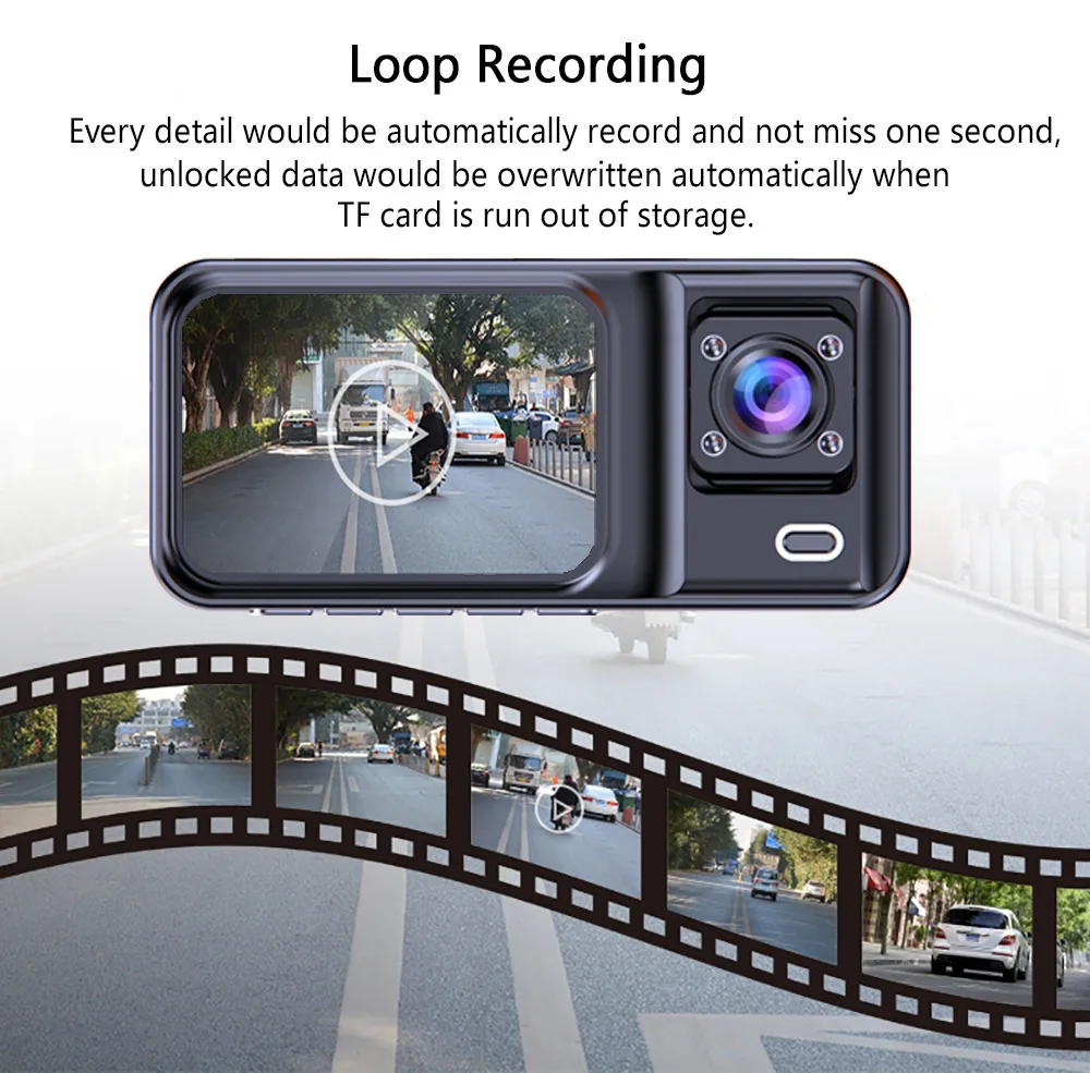 A98 2 İnç WIFI IPS Çift Lens FHD 1080P LED Gece Görüşlü Arka Görüş Kamerası Otomatik Kamera Araba DVR'ı ile Dash Kamera Video Kaydedici