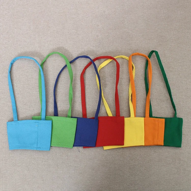 Custom Logo Cotton Fabric Carrying Sleeve Portable Cup Holder Tray for Drink Bottle Mug
