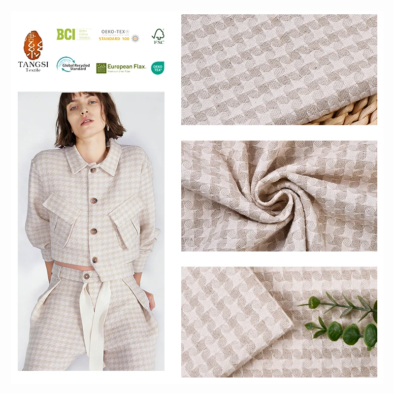 Wholesale Woven Linen Cotton Viscose Mix Blend Yarn Dyed Fabric for Blouse, Skirts, Suit Cloth