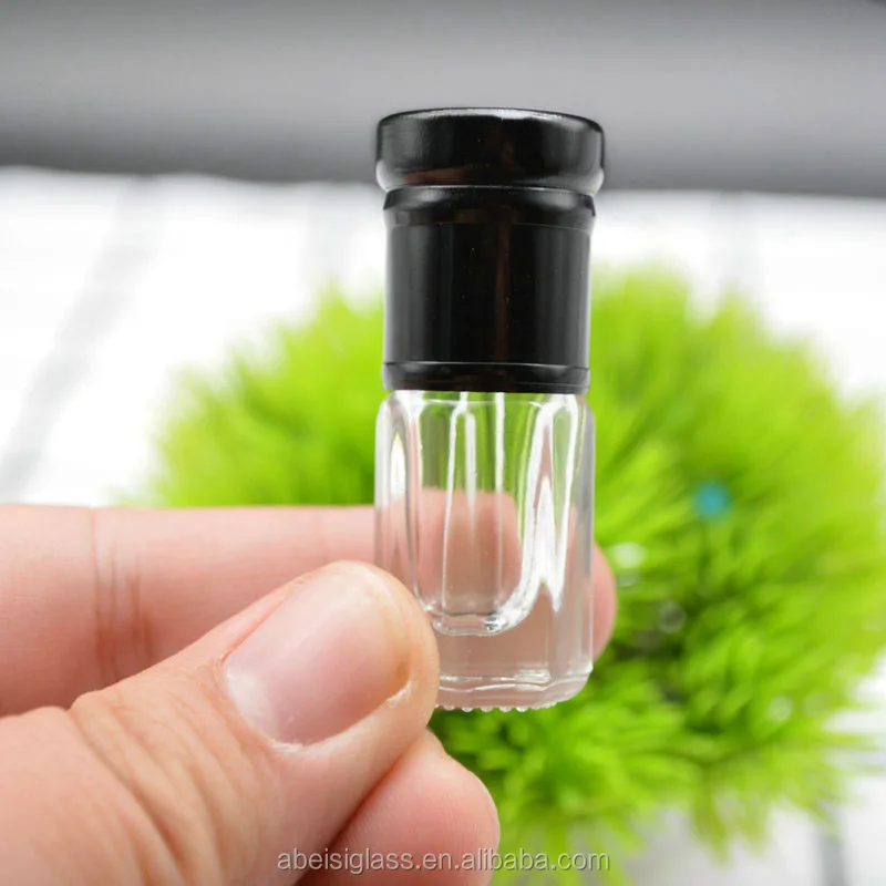 Attar Glass Bottle 3ml 6ml 12ml Octagonal Shape Arabian Attar Oud Perfume Glass Bottle With Metal Lids