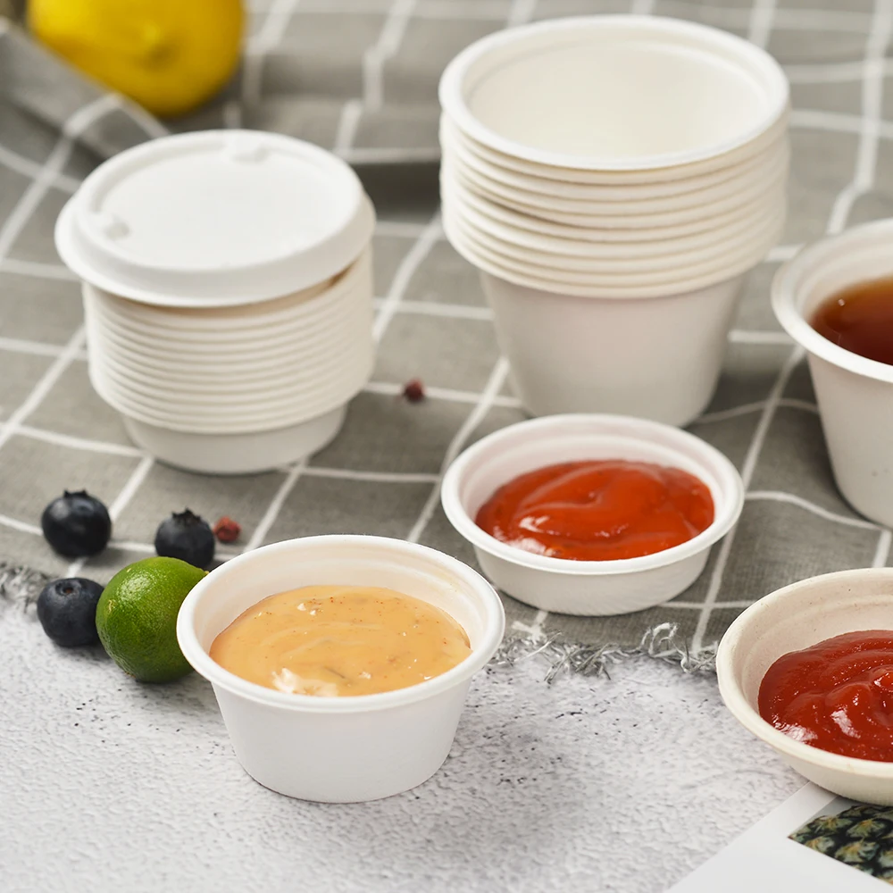 Лучший продавец биоразлагаемый и Компостируемый стаканчик для соуса из целлюлозы сахарного