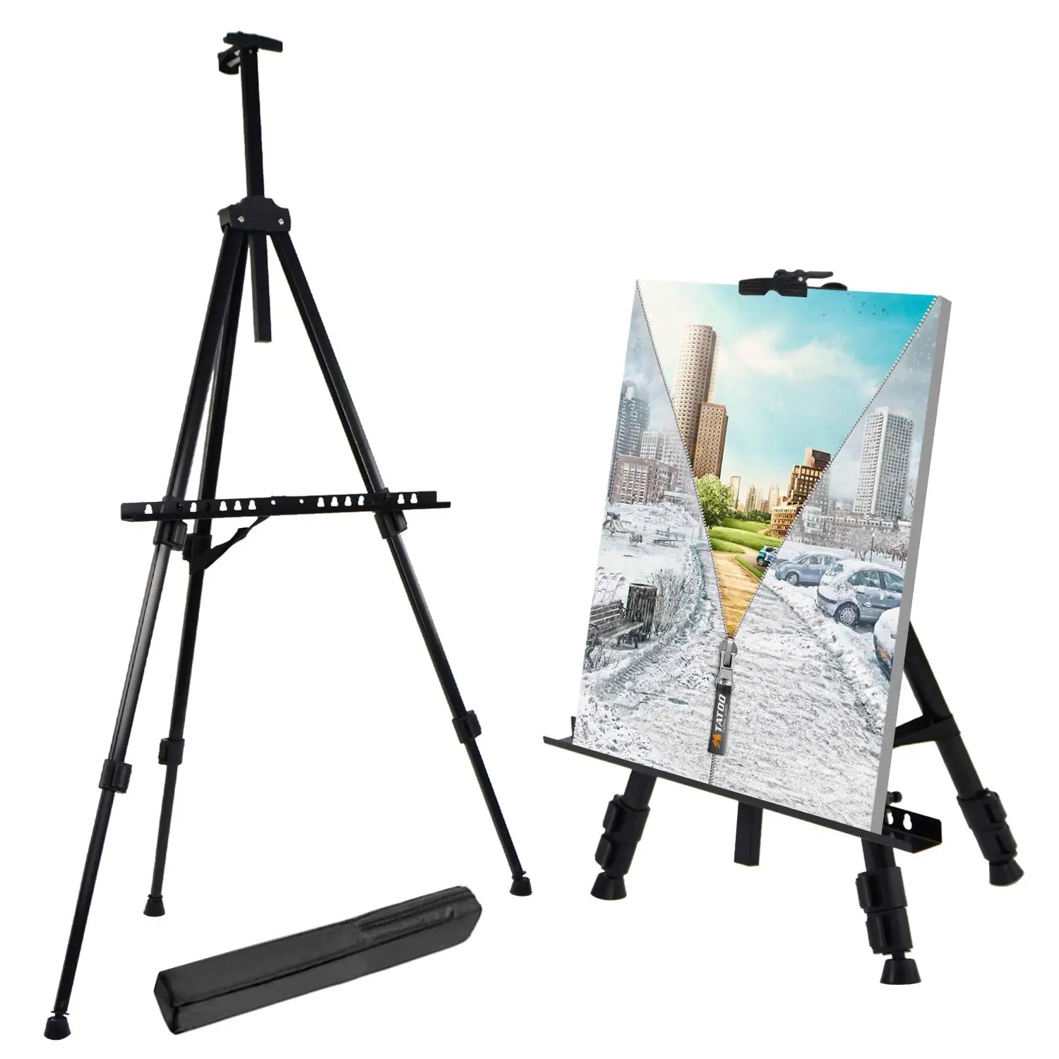 Canvas Board Art Stand For Painting Extra Thick Aluminum Metal Tripod Display Easel 21 ל 66 Inches Adjustable Height