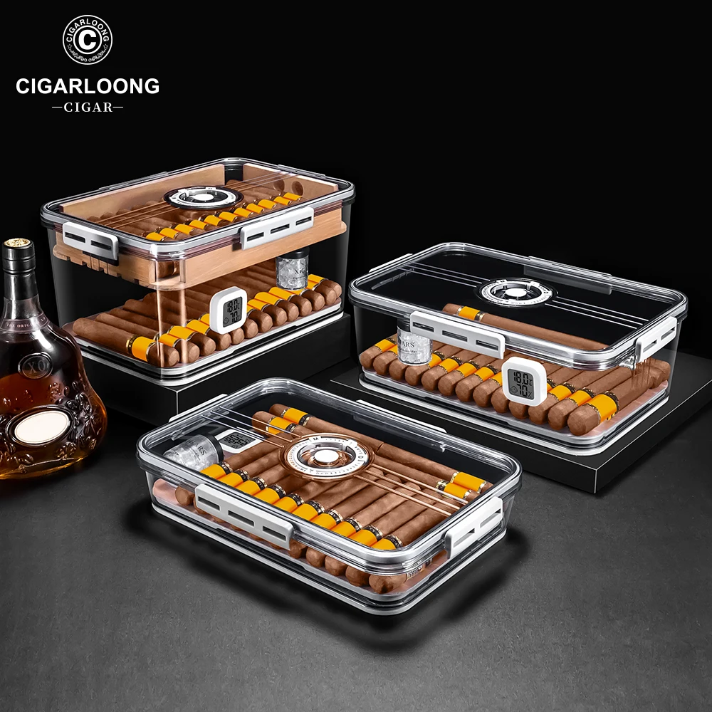 CIGARLOONG Sealed Cigar Box - Holds 30 Cigars with Hygrometer
