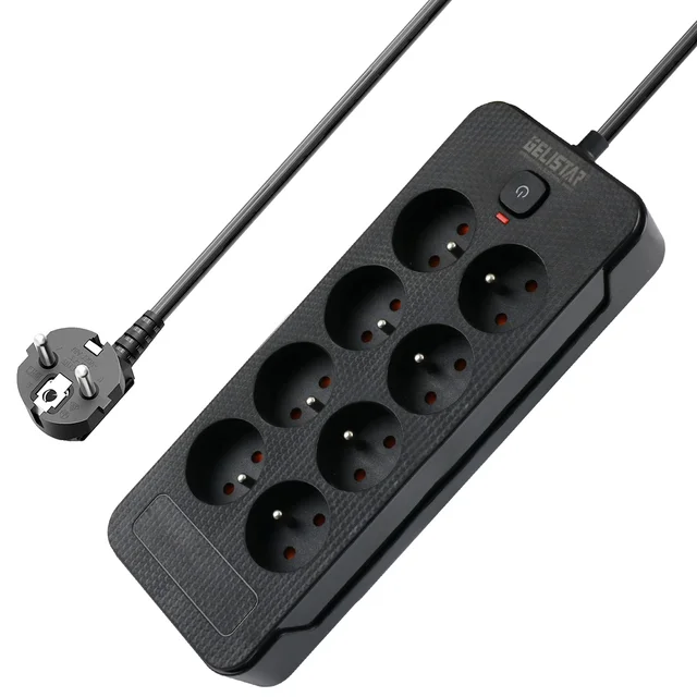 OEM High Quality GELISTAR Brand Socket 8 Ways French Socket Power Strip With Europe Plug Wholesale