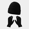 Autumn and winter warm gloves hat suit-[black. ]]