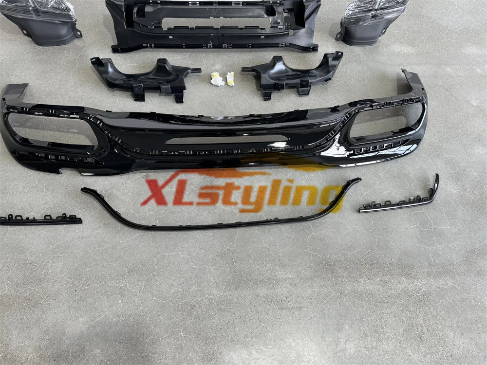XLstyling S65 Rear Diffuser for Mercedes W222 2017-2020 Style Bodykit with Exhaust Pipes Front Bumper Rear Diffuser Upgrade