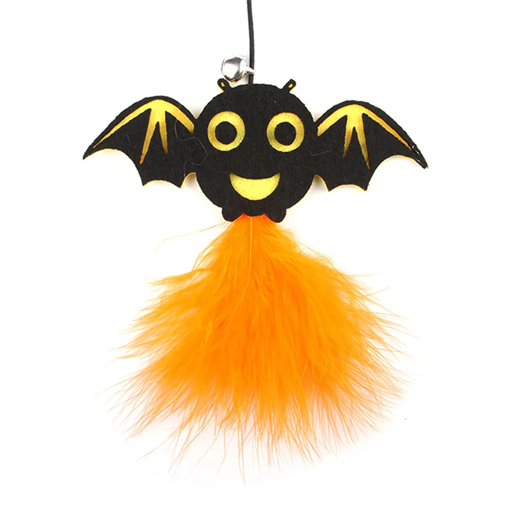 Onteractive Halloween Bat Design Cat Teaser Toy Rod Spider and Pumpkin Lantern Cat Wayer Toy With Elastic Rope
