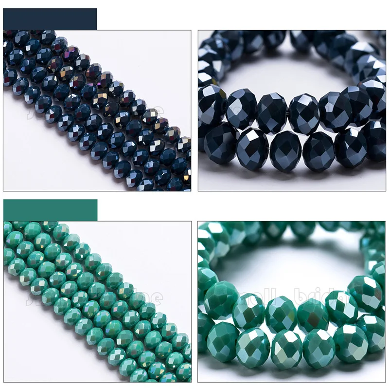 Factory Price 8MM Colorful Round Glass Crystal Rondelle Beads Wholesale details