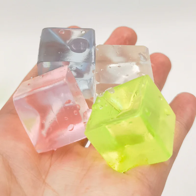 Squishy Ice Cubes Fidget Toys Squeeze Stretchy Clear Jelly Color Stress