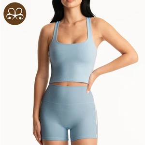 Custom Medium Support Workout Top Square Neck Design Comfortable Feel Fabric Women Athletic Cropped Vest Yoga Bra